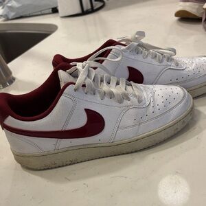 Nike Court Vision White and Red Athletic Shoes